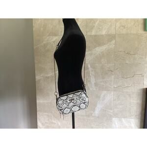 Parchita Petite Python Mini Crossbody Bag - Neutral Hexagon Snake, Chain Strap